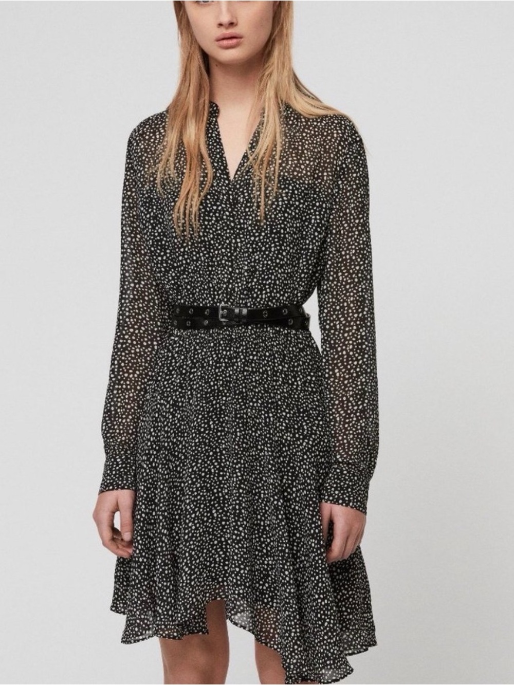 All Saints Martina Splash Dot Print Dress Size M - Picture 2 of 5